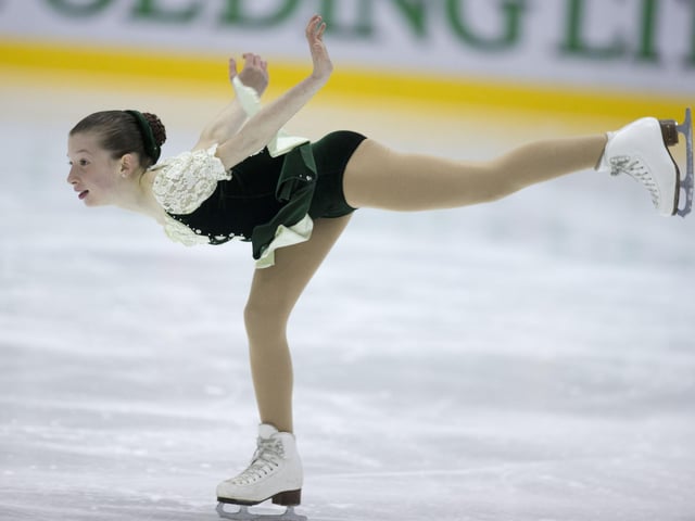 Kara Ramsay from Edinburgh is perfectly poised during the  Inclusive Skating (IS) Scottish and International Championships in 2012.