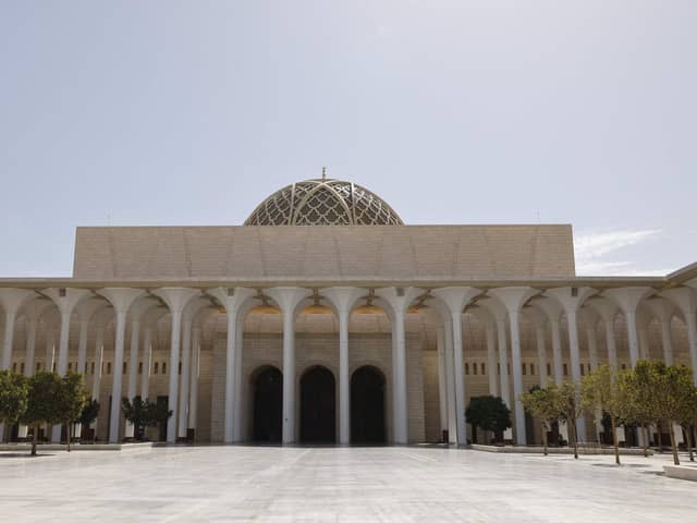 A picture taken on August 25, 2022, shows a courtyard and the dome at the Great Mosque of Algiers. (Photo by Ludovic MARIN / AFP) (Photo by LUDOVIC MARIN/AFP via Getty Images)