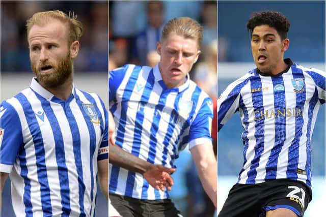 Sheffield Wednesday midfielders Barry Bannan, George Byers and Massimo Luongo.