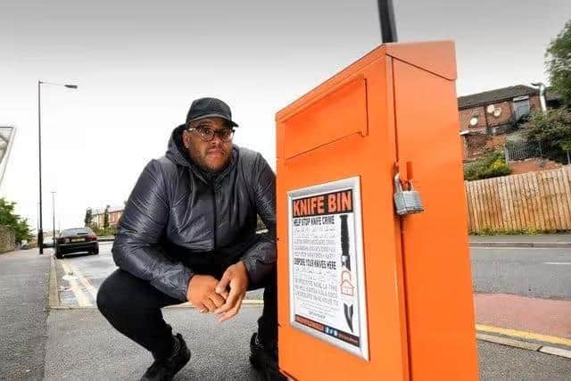 Anthony Olaseinde with his first Weapon Amnesty Bin