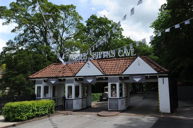 Mother Shipton's Cave is pictured in Knaresborough, part of the HG5 postcode that scores 77 as a place to raise a family.
