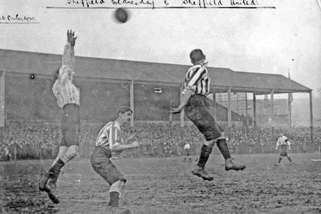 An early derby match at Hillsborough Stadium, initially called Owlerton Stadium, as Sheffield Wednesday host Sheffield United