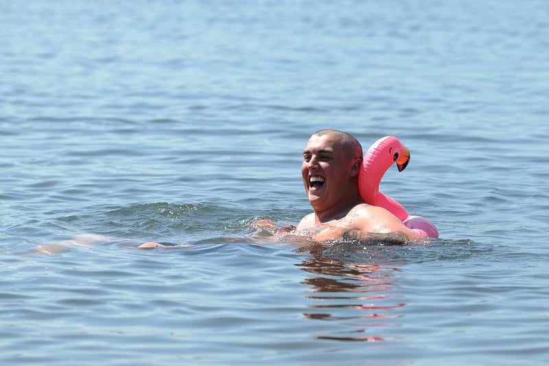 Ryan Fletcher, enjoying the hot weather while cooling down in the sea off Hartlepool Headland's Fishsands.