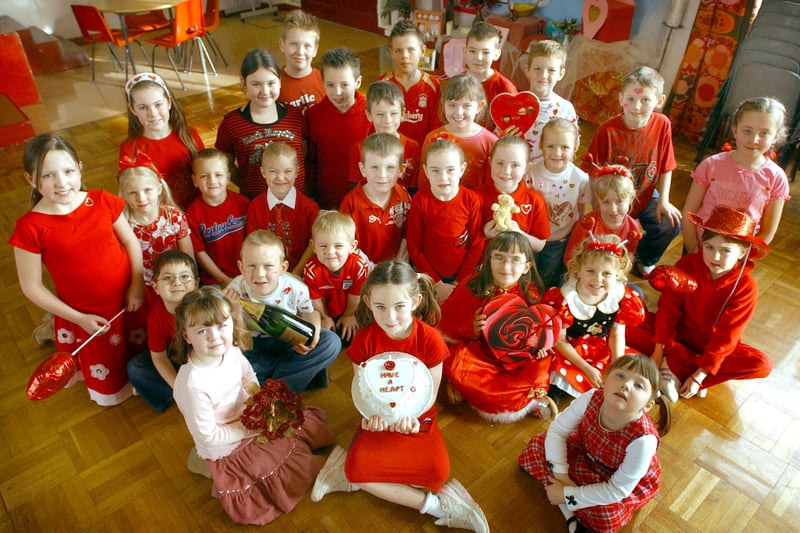 Heading back to 2006 for this scene at St Teresa's RC Primary School where pupils dressed in red for Valentine's Day.