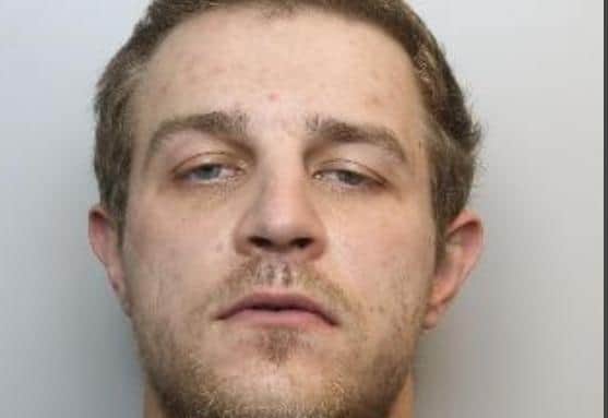 Pictured is Blair Brooke, aged 29, of Radcliffe Road, Athersley North, Barnsley, who has been sentenced at Sheffield Crown Court to six years of custody after he admitted committing an aggravated burglary in Barnsley while he had a knife.