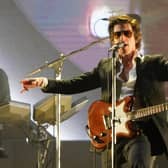 Arctic Monkeys performing at the Glastonbury Festival at Worthy Farm in Somerset. 