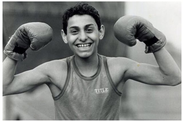 Naseem Hamed, who was known in the ring as Prince Naseem, enjoyed success as a young boxer in Sheffield. He is pictured here in 1989