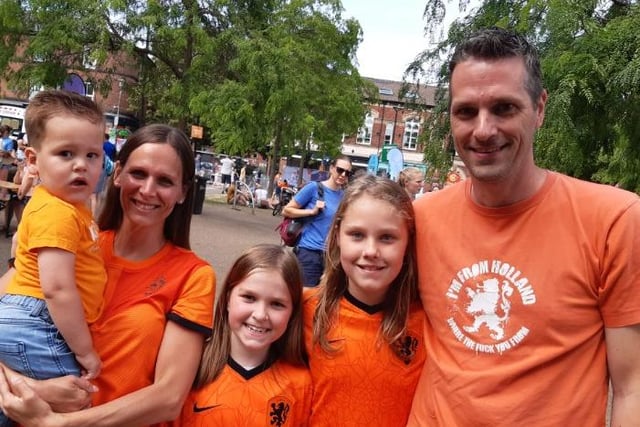 Mum Eva Roos, dad Ben Doeven, travelled to Sheffield from Hoorn, in the Netherlands, with children Evi, Lotta and Max to watch their country play in Euro 2022