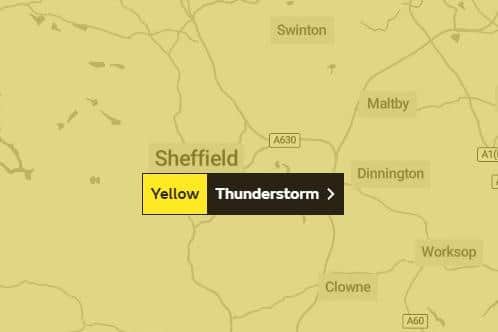 Thunderstorms are forecast for Sheffield this week as the Met Office has issued an updated yellow weather warning for the city tomorrow.