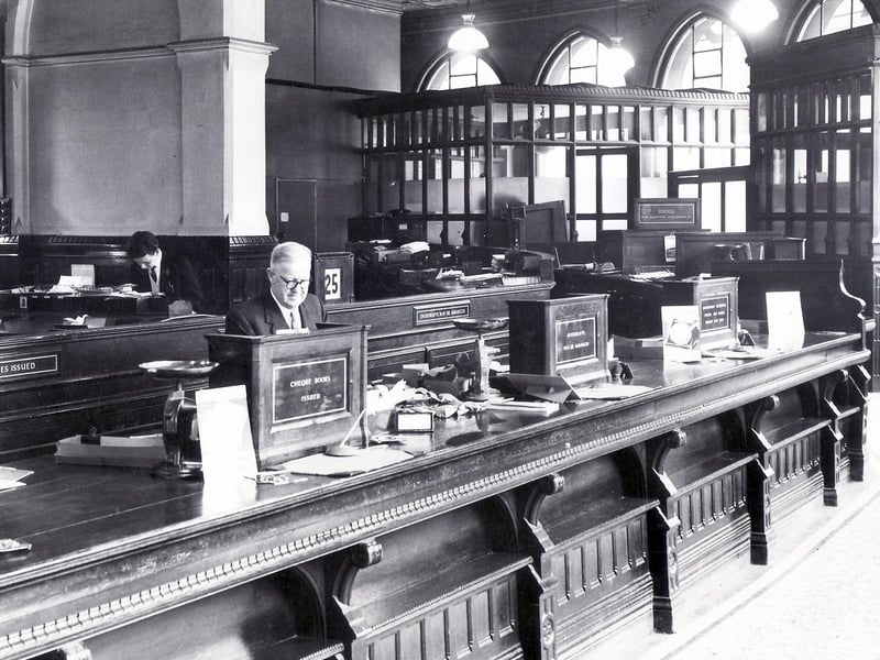 Inside the Yorkshire Bank, Sheffield, in May 1962