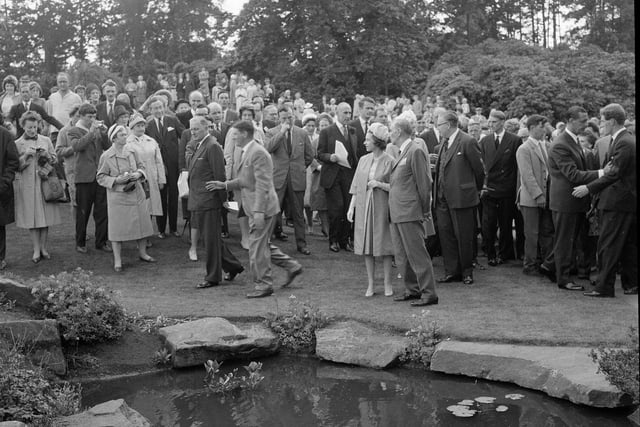 The Queen next to the Botanics pond during her 1964 visit.