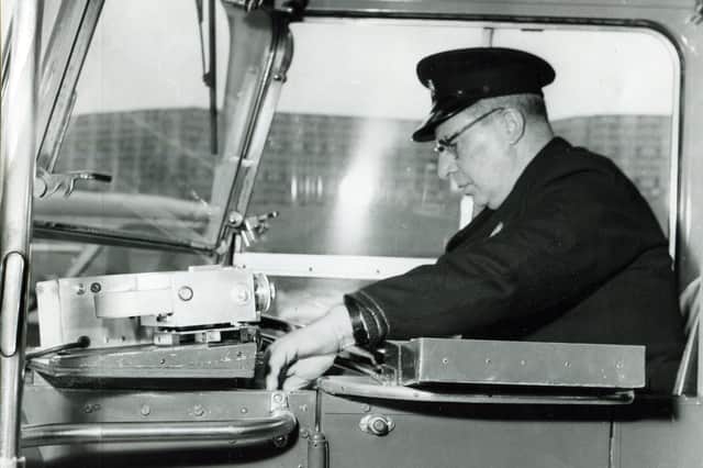 A Sheffield bus driver pictured in 1967