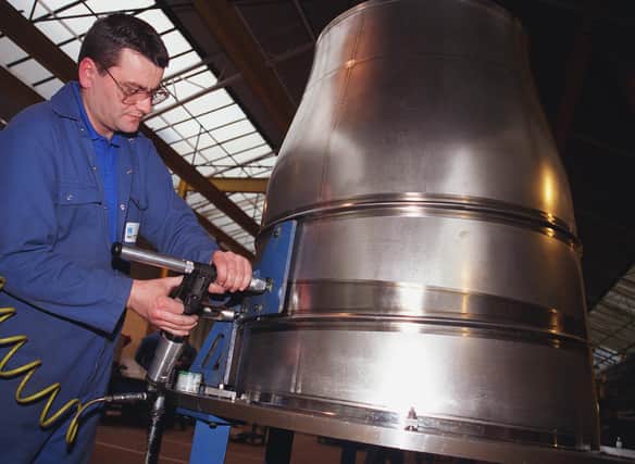 Paul Starkey working at Doncaster Bramah with a 737-700 exhaust nozzle