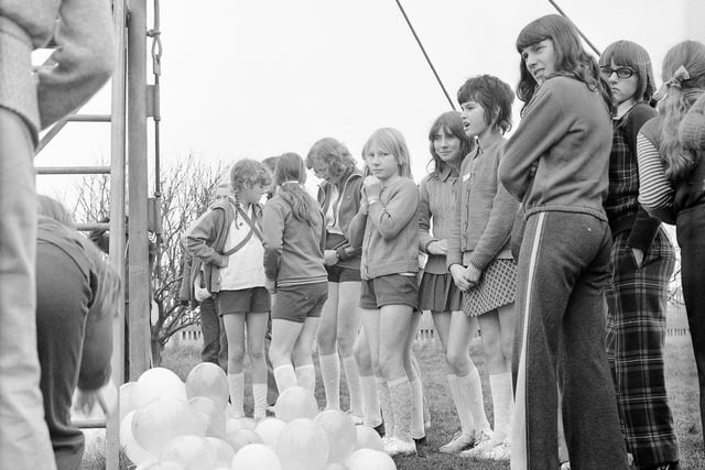 Some of the competitors in the It's A Knockout competition held by Sunderland North Division of the Girl Guides Association at Seaburn. Remember this from 1974?