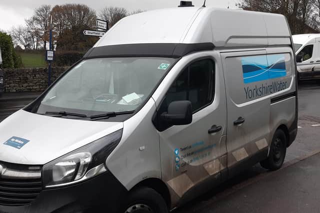 Pictured is a Yorkshire Water van at Stannington, Sheffield, where they and Cadent Gas have been working to restore heating to hundreds of homes after a burst water main crisis.