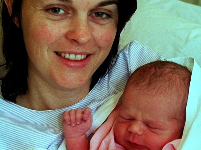 Pictured at Jessops Hospital, Sheffield, where Georgina Beaumont from Norton Lees, Sheffield is seen with her baby Maise Elizabeth born at 8.26am on New Years Day 1999, weight  7lbs 14oz.