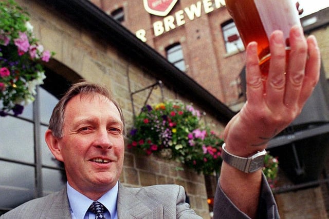 Dennis Priestley with the last pint produced at Wards Brewery in 1999