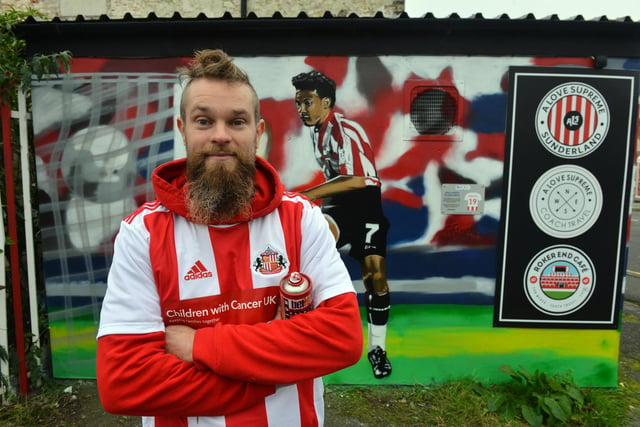 Another of Frank's latest pieces is a Carlos Edwards mural on the A Love Supreme building in Monkwearmouth. The Edwards goal was voted by Sunderland fans as the club's most iconic EFL moment. It is part of the Goals Worth Talking About initiative from the EFL and mental health charity Mind to raise awareness of World Mental Health Day 2019.