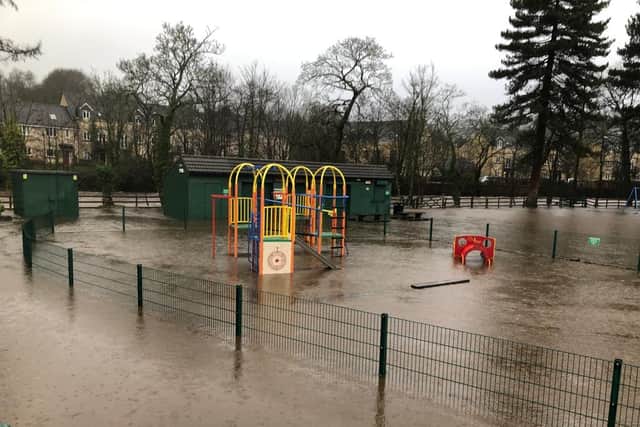 Coronation Park at Oughtibridge is under water. (Video and picture by: Matt Dixon)
