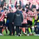 Sheffield United's Wes Foderingham and Shayne Lavery of Blackpool were both sent off after an on-field melee after the final whistle at Bramall Lane on Saturday: Lexy Ilsley / Sportimage