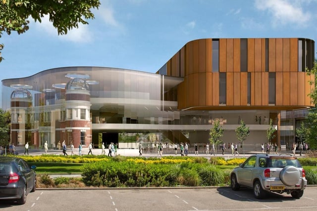 The artists's impression of the planned Doncaster museum, library, and archives building building, before work started