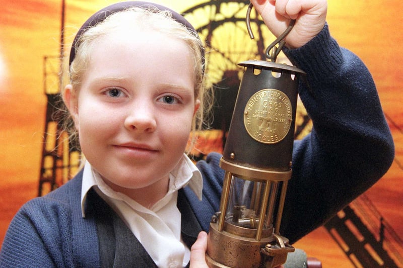 Wheatley Kingfisher Primay School pupil Samantha Johnson, aged seven, was pictured with a Miners' Safety Lamp in 1999.
