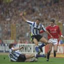 Roland Nilsson (centre) played a key part in keeping dangerman Lee Sharpe quiet during Sheffield Wednesday's 1-0 League Cup final win over Manchester United back in 1991.