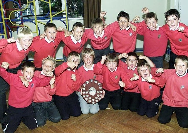 Greenhill Primary Schools Y6 football team pictured with their trophy on July 3, 2005