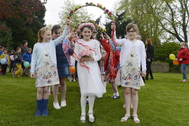The crowning of the May Queen ceremony involving pupils from Hugh Joicey CofE First School in Ford.
 Picture by Jane Coltman