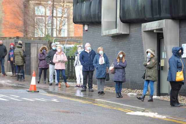 Queues formed outside the University of Sheffield Health Centre this morning, as people waited for their jab.