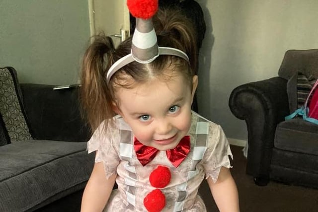 Myla, aged two, won 'cutest outfit' at a Halloween party she attended.