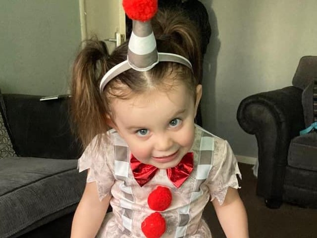 Myla, aged two, won 'cutest outfit' at a Halloween party she attended.