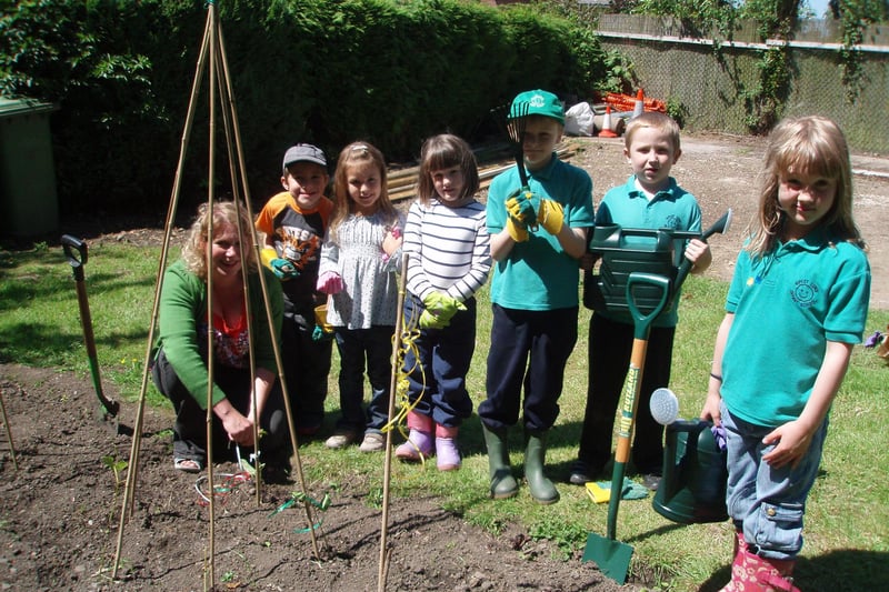 Budding gardeners from Lons Infant School in Ripley check on the progress of their vegetable patch at Crossley Park in 2009.
