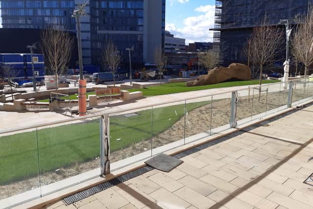 These pictures show how near a major new Sheffield city centre park, Pounds Park, is from completion.