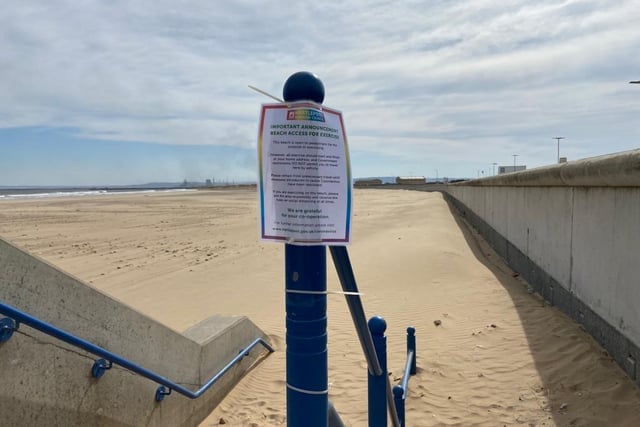 A warning notice on the beach at Seaton Carew to stop people travelling there by vehicle.