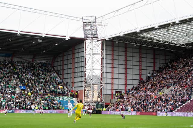 A crowd of 18,177 watched the Edinburgh derby between Hearts and Hibs at Tynecastle. (Photo by Ross Parker / SNS Group)