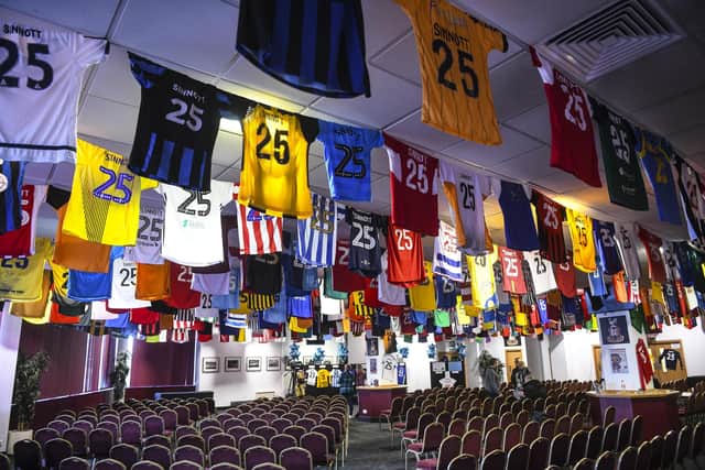 A vast collection of 826 football shirts with Sinnott printed on the back were presented at Bradford City's Valley Parade stadium, host of his funeral service.