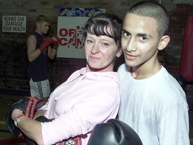 Making her mark in a man's world of the boxing gym is Val Baguley who is now a boxing coach and judge at Brendan Ingle's and has a great rapport with the lads such as Barry, 2005