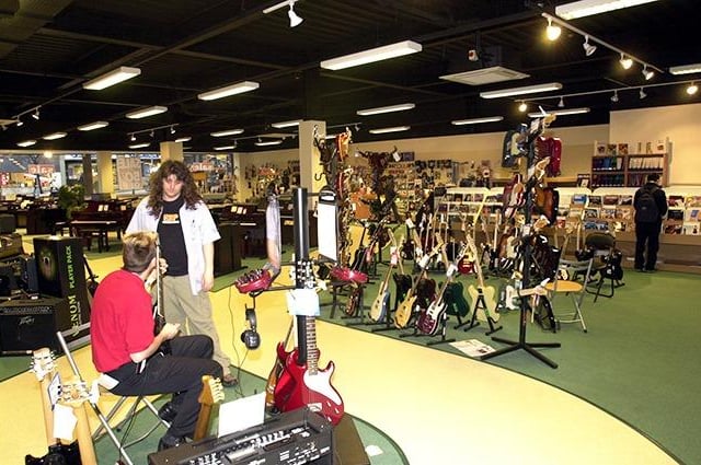 Inside the Fox's Music shop, Angel Street, Sheffield, on February 4, 2004
