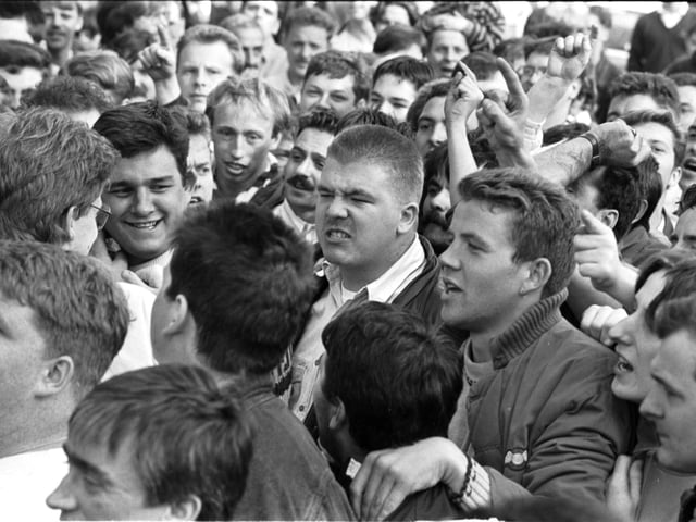 Hundreds of angry Hibs fans turned up at Easter Road football stadium after hearing Hearts chairman Wallace Mercer planned a takeover of their club in June 1990. This led to the Hands off Hibs campaign.