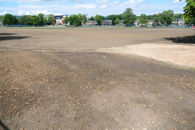 The ground remains brown at Hillsborough Park, but is now dry. Picture: Dean Atkins, National World