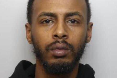 Pictured is Adnan Jama, aged 26, formerly of Carwood Grove, Burngreave, Sheffield, who has been jailed for just over five years and seven months after he admitted two counts of possessing crack cocaine with intent to supply, two counts of possessing heroin with intent to supply and two counts of simply possessing cannabis.