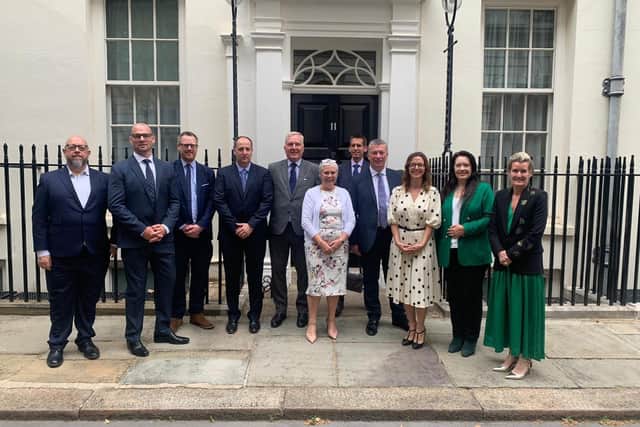 Group Photo of all the CEOs outside 11 Downing Street