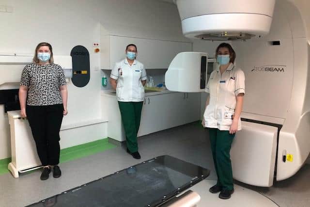 Staff at Weston Park Cancer Centre with the new machine.