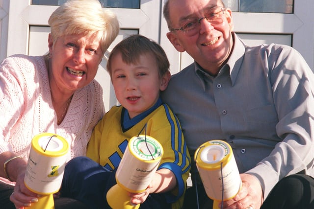 Jack Morrey with Grandparents Peter and Elaine Anyon who collected money for the childrens hospital insted of birthday presents back in 2000