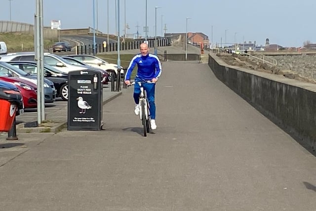 A cyclist gets some exercise at Seaton Carew. We're allowed one form of outdoor exercise a day during the lockdown.