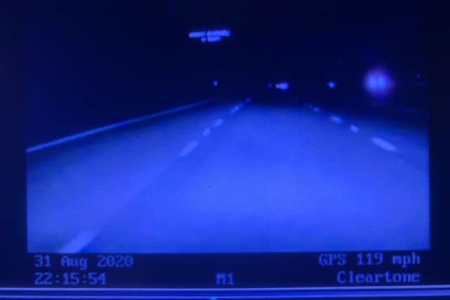 This was the moment police caught a driver doing nearly 120mph on the M1 near Barnsley