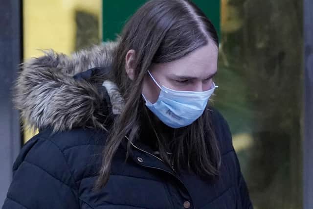 Pictured outside Sheffield Crown Court is Lorna Hewitt, aged 43, of Walkley Road, Walkley, Sheffield, who has denied falsely imprisoning and neglecting her 22-year-old son Matthew Langley in the attic of their home and neglecting him during a seven-month period. Picture courtesy of Tom Maddick / SWNS.