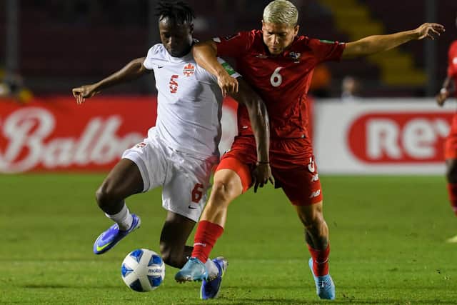 Canada's Ismael Kone was a player Sheffield United tracked in case they lost Sander Berge. (Photo by ROGELIO FIGUEROA / STR / AFP) (Photo by ROGELIO FIGUEROA/STR/AFP via Getty Images)