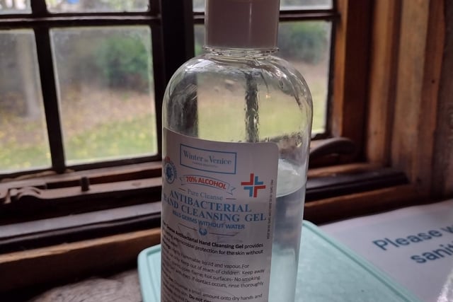 Past meets present - hand sanitiser on the window sill at Bishops House Museum by Catherine Langan